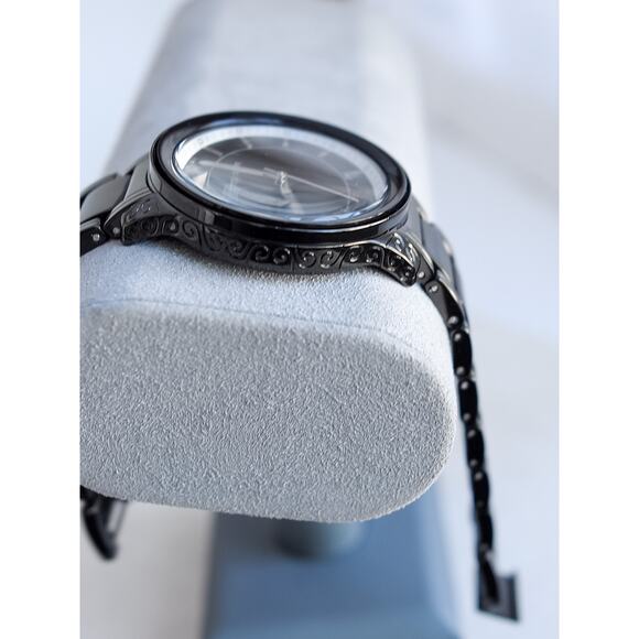 Brighton Carpinteria Watch Dark Bronze Black Acrylic Chunky Retired Quartz 7.5" - Picture 4 of 12